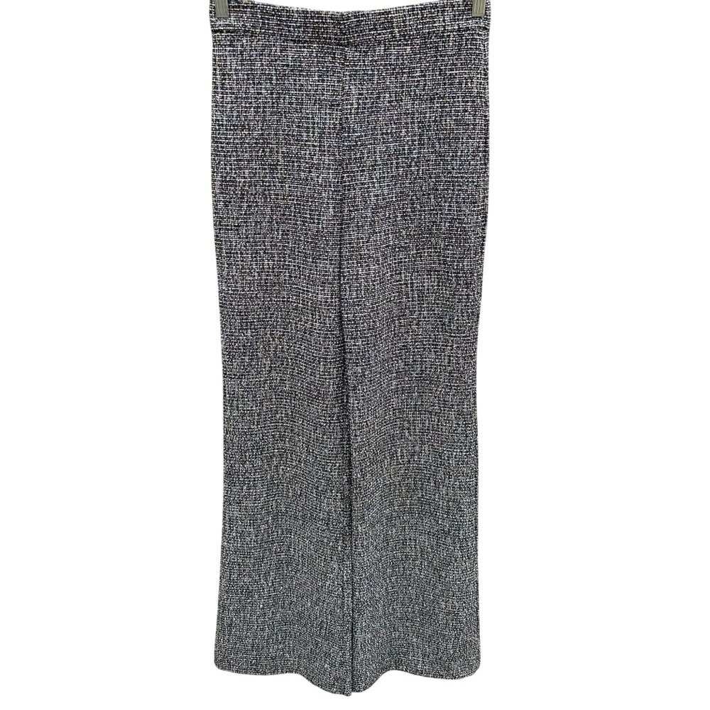 Black Halo Womens Tweed Wide Leg‎ High Waisted Pants Back Zip Black White New 6